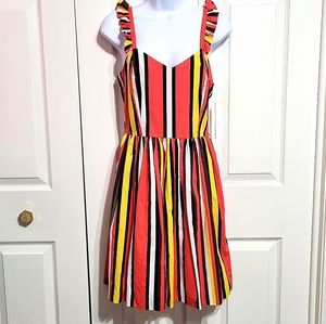 NWT Gianni Bini Sweet and Sour Kristin Ruffle Sleeveless Stripes Dress C…
